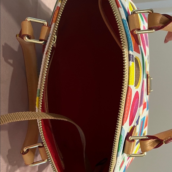 Dooney & Bourke Multicolor Logo Dome Satchel with Tan Handles - Picture 6 of 6